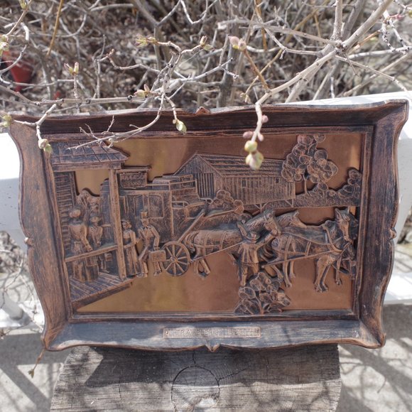 Pure Copper Vintage Town Picture Made In Canada - Picture 4 of 5